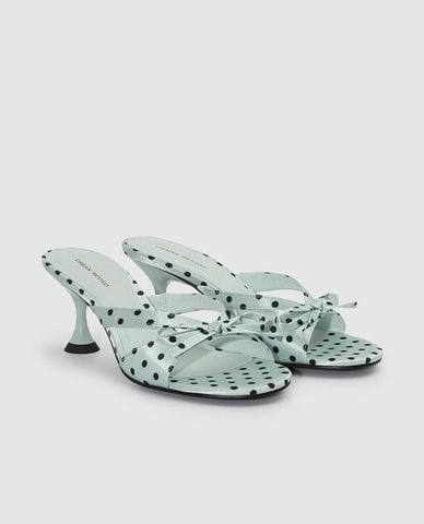  URBAN REVIVO - Giày mules cao gót nữ hở mũi chấm bi 