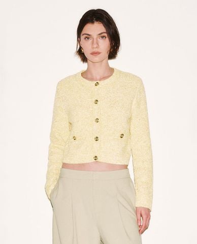  URBAN REVIVO - Áo khoác cardigan nữ tay dài phối nút 