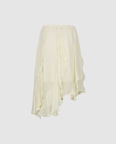  URBAN REVIVO - Chân váy chữ A midi xếp nếp bất đối xứng 