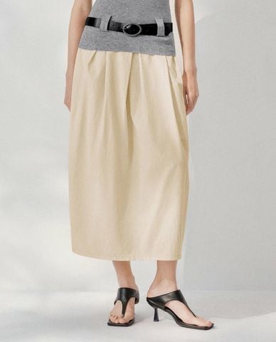  URBAN REVIVO - Chân váy phom suông midi thanh lịch 