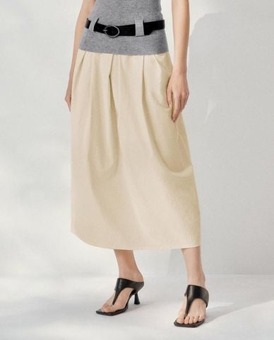  URBAN REVIVO - Chân váy phom suông midi thanh lịch 