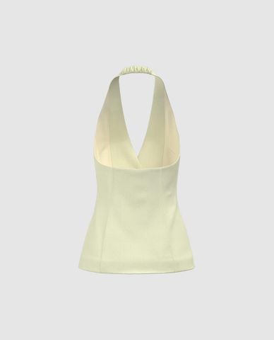  URBAN REVIVO - Áo kiểu nữ cổ yếm khuy đơn 