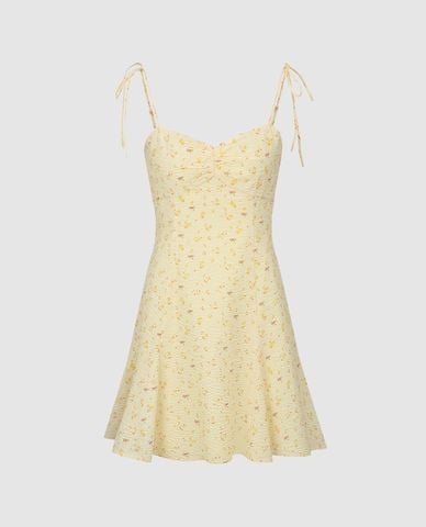  URBAN REVIVO - Đầm hai dây mini họa tiết hoa nhí 