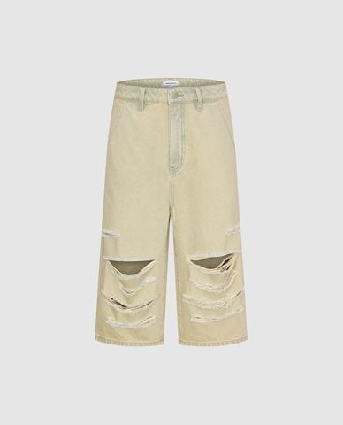  URBAN REVIVO - Quần jeans nam ống rộng rách gối 