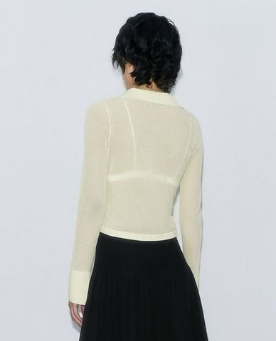  URBAN REVIVO - Áo dệt kim nữ tay dài phom croptop 