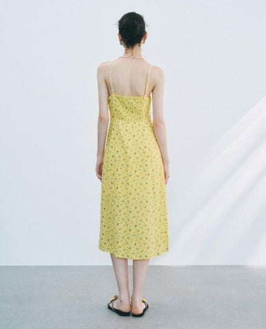  URBAN REVIVO - Đầm hai dây midi phối hoa nhí 