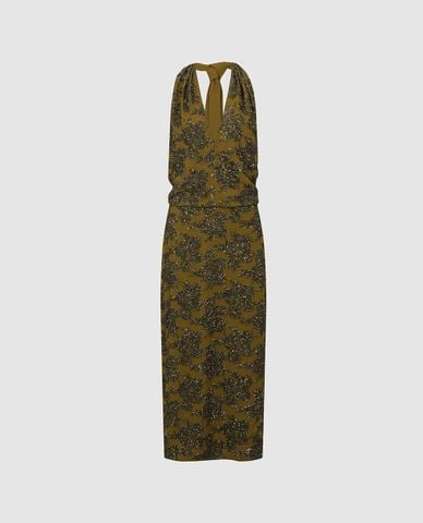  URBAN REVIVO - Đầm maxi cổ yếm đính sequin 