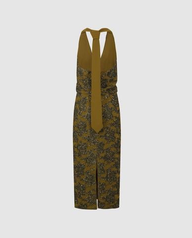  URBAN REVIVO - Đầm maxi cổ yếm đính sequin 