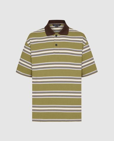  URBAN REVIVO - Áo polo nam cổ bẻ tay ngắn kẻ sọc 