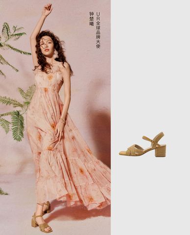  URBAN REVIVO - Giày sandals cao gót nữ mũi vuông 
