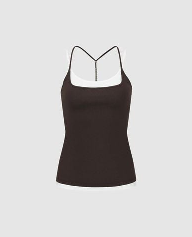  URBAN REVIVO - Áo hai dây nữ phối layer 2 In 1 