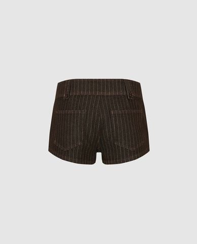 URBAN REVIVO - Quần short ngắn nữ cạp cao kẻ sọc 