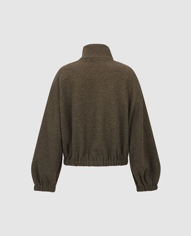  URBAN REVIVO - Áo khoác bomber nữ cổ trụ khóa kéo 
