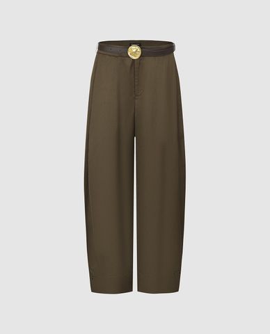  URBAN REVIVO - Quần nữ ống rộng phối thắt lưng thanh lịch 