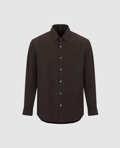  URBAN REVIVO - Áo sơ mi nam cổ bẻ tay dài tối giản 