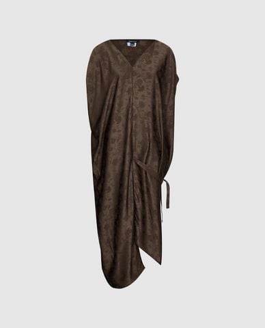  URBAN REVIVO - Đầm midi cổ V phom suông in họa tiết 