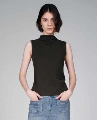  URBAN REVIVO - Áo sát nách nữ cổ cao dáng ôm 