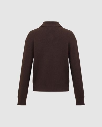  URBAN REVIVO - Áo dệt kim nữ cổ bẻ tay dài thanh lịch 