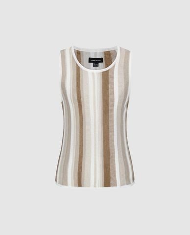  URBAN REVIVO - Áo ba lỗ nữ dệt kim phối sọc 