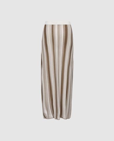  URBAN REVIVO - Chân váy phom suông midi phối sọc 