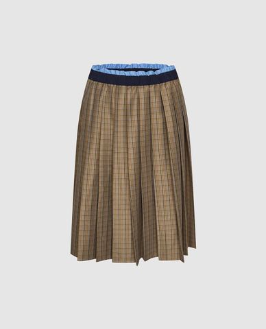  URBAN REVIVO - Chân váy xếp li midi sọc caro 