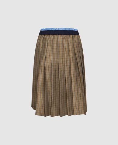  URBAN REVIVO - Chân váy xếp li midi sọc caro 
