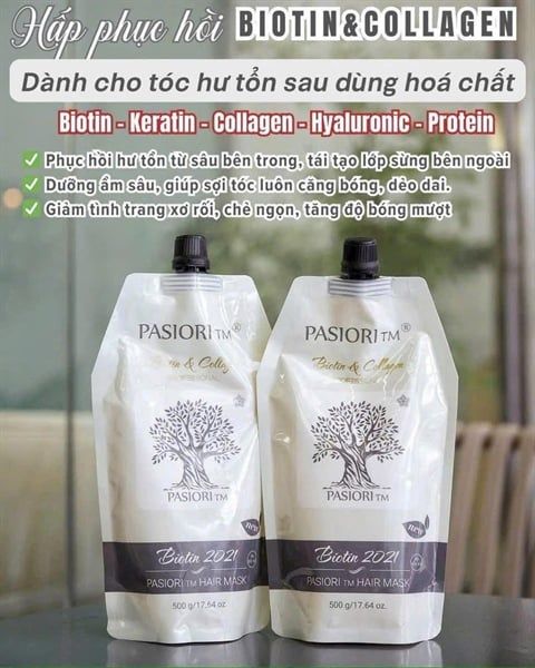 Kem Ủ Phục Hồi Tóc Hư Tổn Biotin & Collagen Pasiori Professional Voudioty Hair Mask 500ml