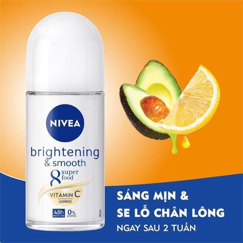 Lăn Khử Mùi Nivea Sáng Mịn Se Khít Lỗ Chân Lông 50ml Extra Bright & Smooth
