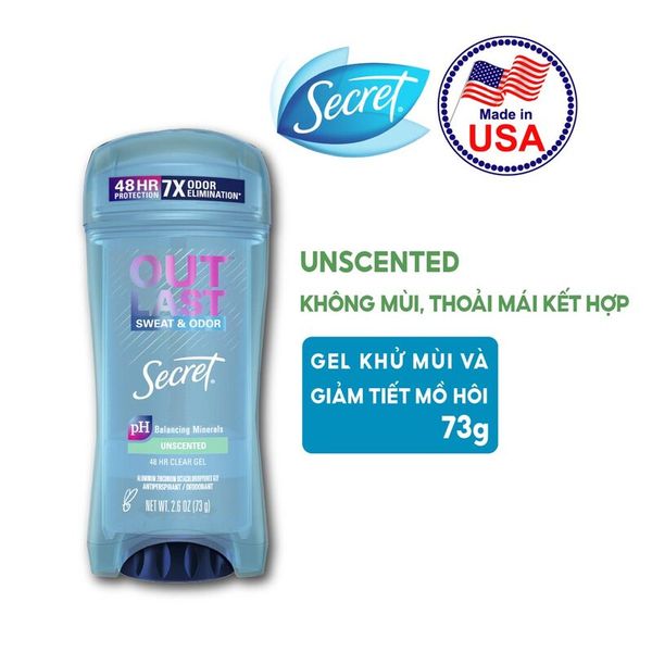 Sáp Khử Mùi Secret Giảm Tiết Mồ Hôi Unscented Không Mùi 73g