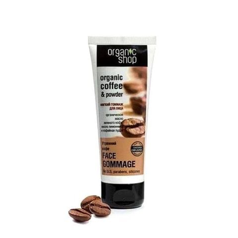 (CÔNG TY) Tẩy Da Chết Mặt Organic Shop Organic Coffee & Powder Face Gommage Chiết Xuất Hạt Cà Phê 75ml