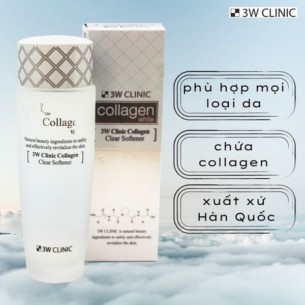 Nước hoa hồng chứa tinh chất làm trắng da 3W Clinic Collagen Clear Softener 150ml
