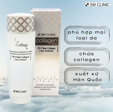 Nước hoa hồng chứa tinh chất làm trắng da 3W Clinic Collagen Clear Softener 150ml