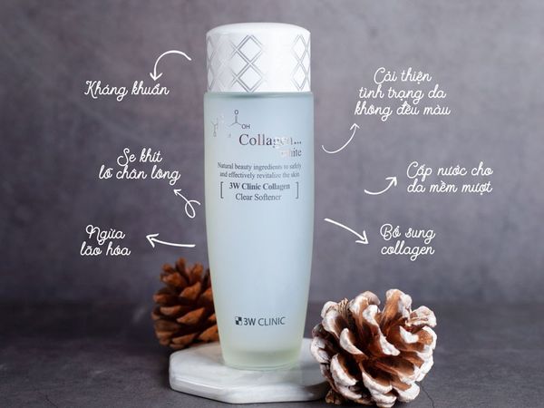 Nước hoa hồng chứa tinh chất làm trắng da 3W Clinic Collagen Clear Softener 150ml