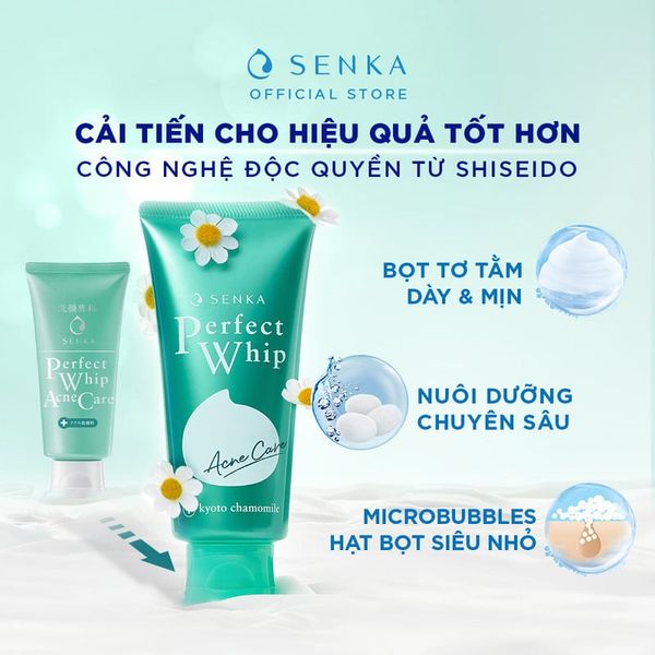Sữa Rửa Mặt Senka Perfect Whip Acne Care Dành Cho Da Mụn 100g