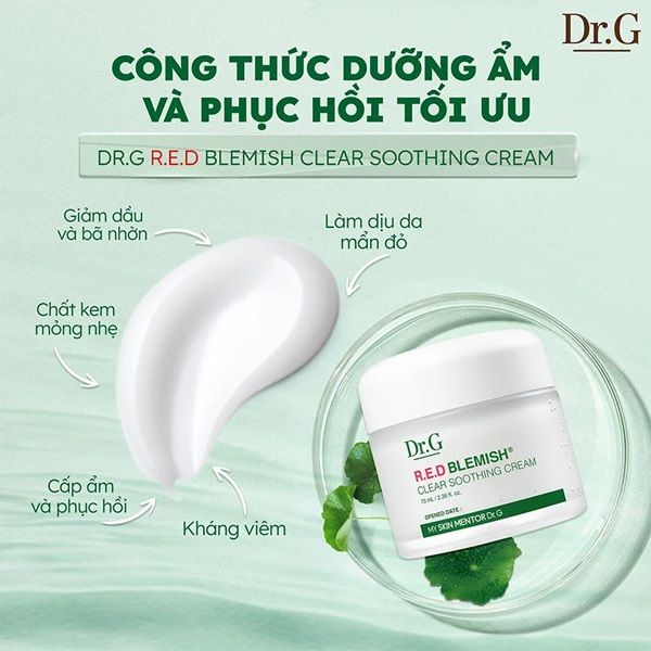 Kem dưỡng ẩm, phục hồi da nhạy cảm DR.G R.E.D Blemish CLEAR CREAM 70ml