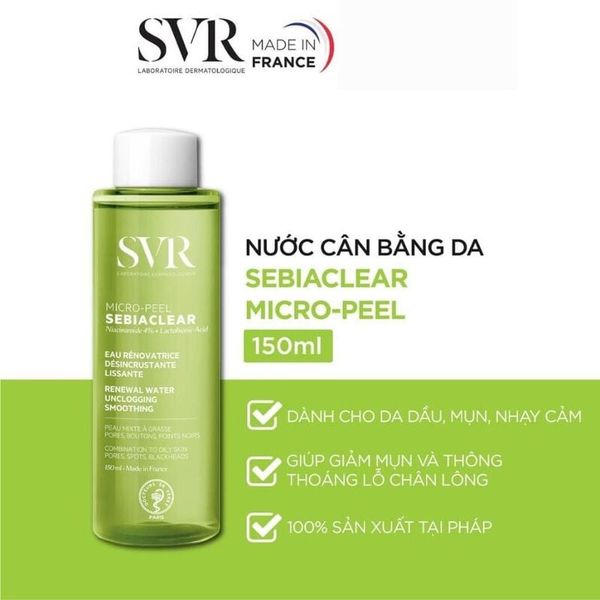 Nước Hoa Hồng SVR Sebiaclear Micro Peel Giảm Mụn 150ml