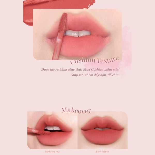 Son Kem Black Rouge MV06 Bean Jam - Đỏ Rượu Pha Nâu 4g Muddish Cushion Velvet