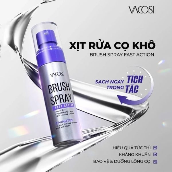 Xịt rửa cọ khô Vacosi Brush Spray Fasst Action RC05 60ml