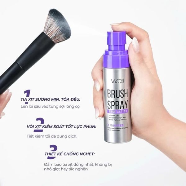 Xịt rửa cọ khô Vacosi Brush Spray Fasst Action RC05 60ml