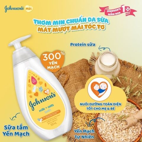 Sữa tắm dưỡng ẩm Johnsons Baby Bath Milk and Oats 1000ml