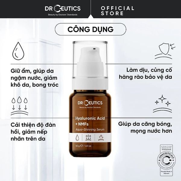 NEW Serum Drceutics Cấp Ẩm, Căng Bóng Hyaluronic Acid + NMFs Aqua-Shining 40g