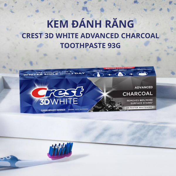 Kem Đánh Răng Crest Trắng Sáng Than Hoạt Tính 93g 3D White Advanced - Charcoal