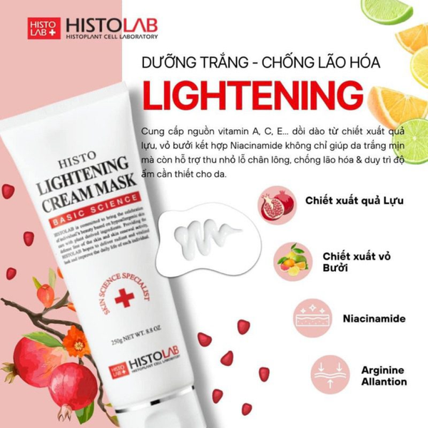Mặt Nạ Ủ Trắng Da Histolab Histo Lightening Cream Mask 250g