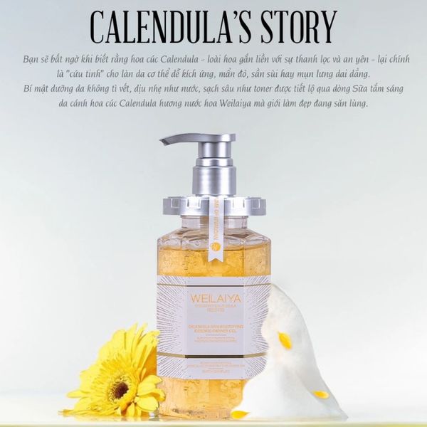 Sữa tắm trắng da cánh hoa cúc Calendula Weilaiya 450ml