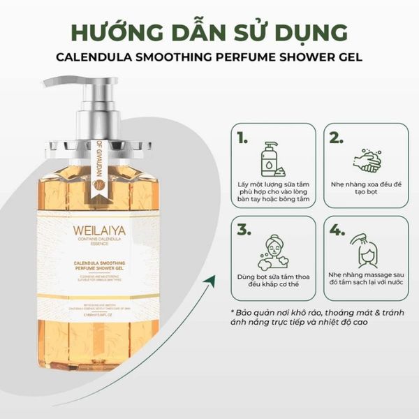 Sữa tắm trắng da cánh hoa cúc Calendula Weilaiya 450ml