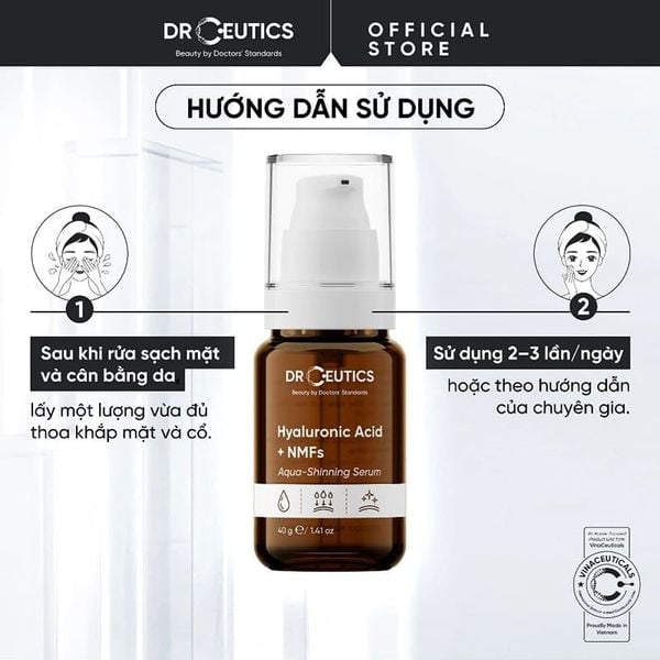 NEW Serum Drceutics Cấp Ẩm, Căng Bóng Hyaluronic Acid + NMFs Aqua-Shining 40g