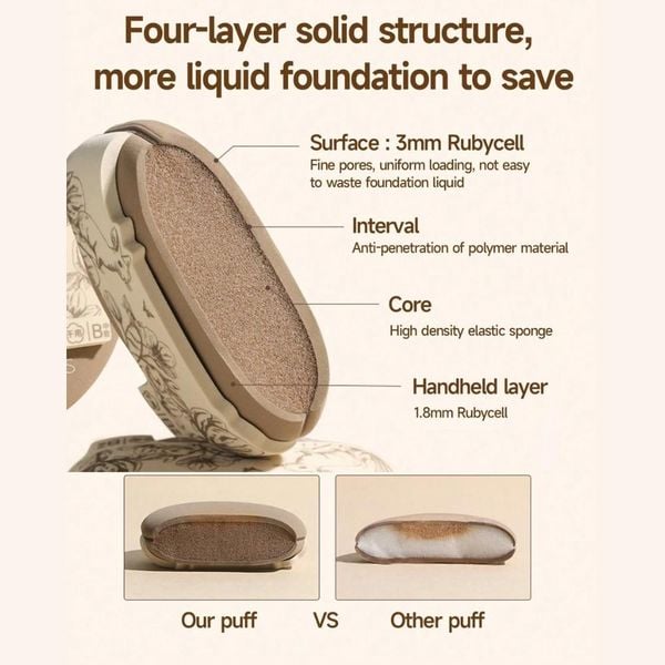 Bông Phấn Nền Amortals Artist Garden Series Foundation Puff Soft – Dáng Giọt Nước (Kèm 1 Hộp Đựng Bông Mút)