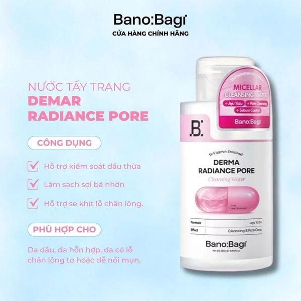 Nước tẩy trang Bano:Bagi Hỗ Trợ Loại Bỏ Bụi Bẩn, Cấp Ẩm Cho Làn Da Chắc Khỏe 500ml
