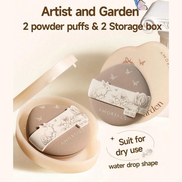 Bông Phấn Nền Amortals Artist Garden Series Foundation Puff Soft – Dáng Giọt Nước (Kèm 1 Hộp Đựng Bông Mút)