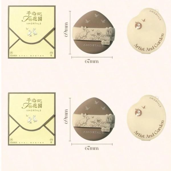 Bông Phấn Nền Amortals Artist Garden Series Foundation Puff Soft – Dáng Giọt Nước (Kèm 1 Hộp Đựng Bông Mút)